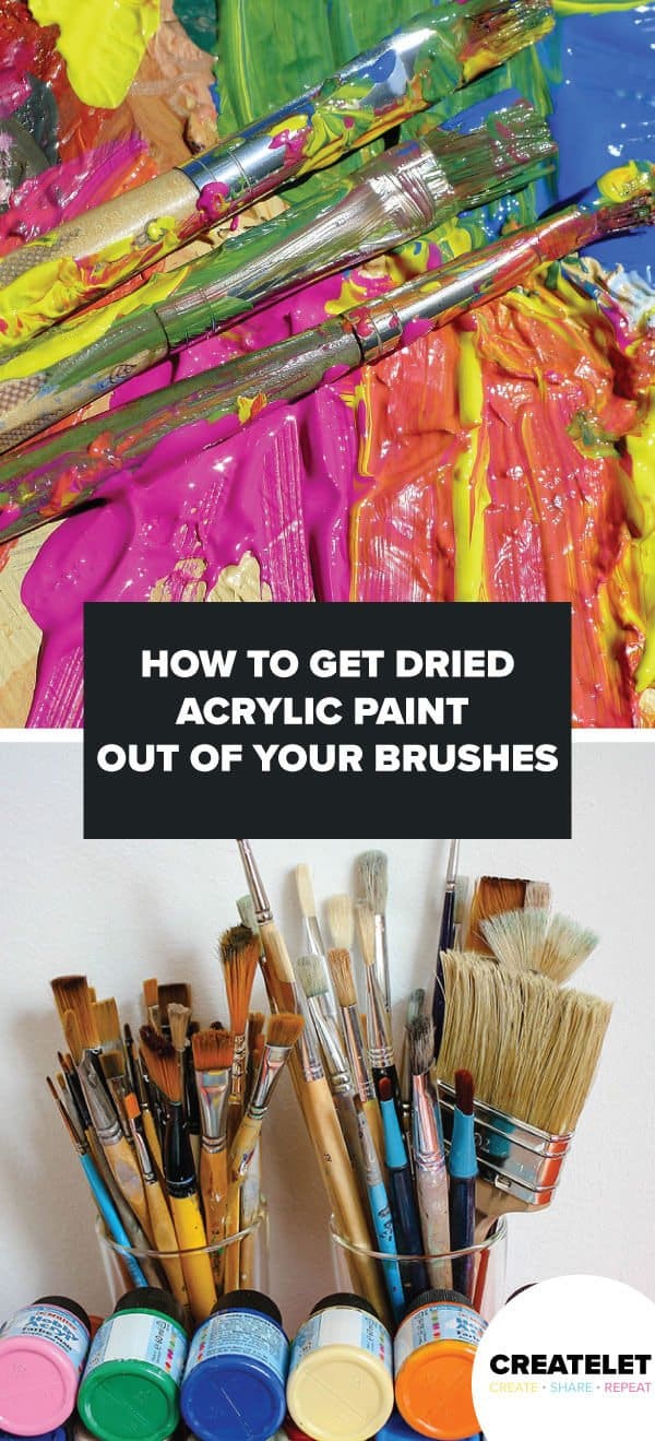 how to get dried acrylic paint out fo your brushes - pinterest