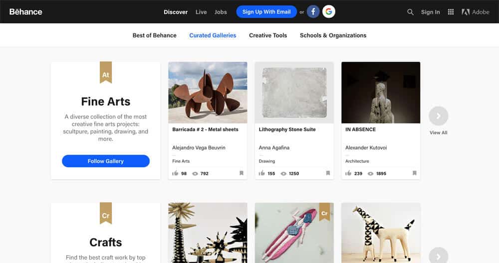 sites like deviantart - behance curation
