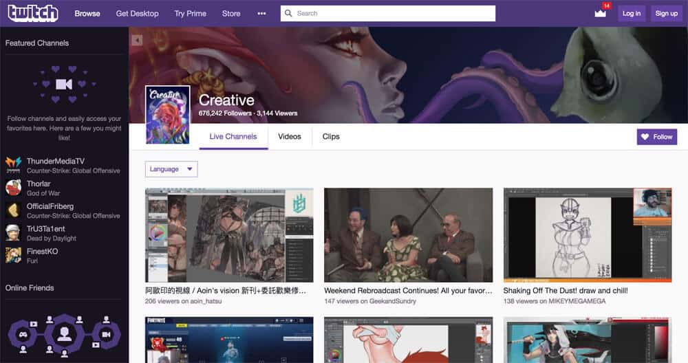 sites like deviantart - twitch creative